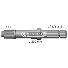 Zapfwelle für FIAT, Länge 330 mm, Profil 1" 3/8"-Z.6, 32068, Hergestellt in Italien