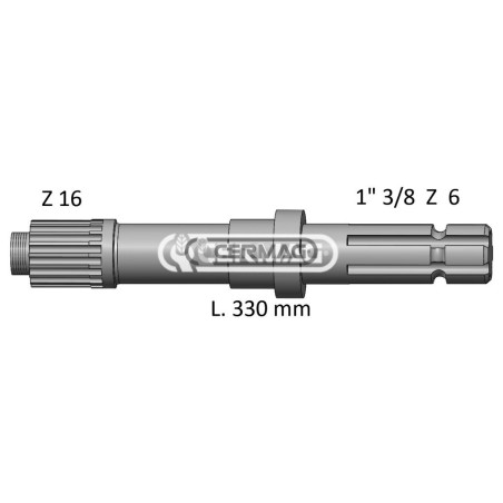 Zapfwelle für FIAT, Länge 330 mm, Profil 1" 3/8"-Z.6, 32068, Hergestellt in Italien