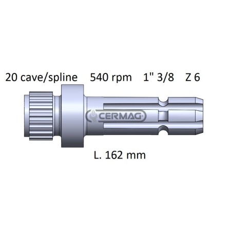 Zapfwelle für CNH, Länge 162 mm, Profil 1" 3/8"-Z.6, 32031, Hergestellt in Italien