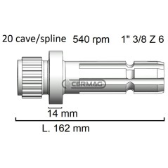 Arbre de prise de force pour CNH, longueur 162 mm, profil 1"3/8-Z.6 32032, fabriqué en Italie