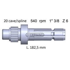 Zapfwelle für CNH, Länge 182,5 mm, Profil 1" 3/8"-Z.6, 32035, Hergestellt in Italien