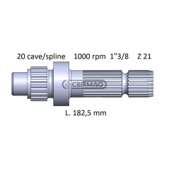 Zapfwelle für CNH, Länge 182,5 mm, Profil 1" 3/8"-Z.21 32036, Hergestellt in Italien