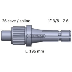 Zapfwelle für LANDINI, Länge 196 mm, Profil 1" 3/8"-Z.6, 32051, Hergestellt in Italien