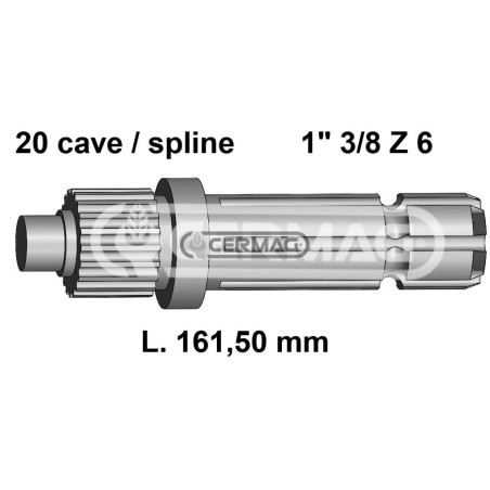 Zapfwelle für LANDINI, Länge 161,5 mm, Profil 1" 3/8"-Z.6, 32073, Hergestellt in Italien