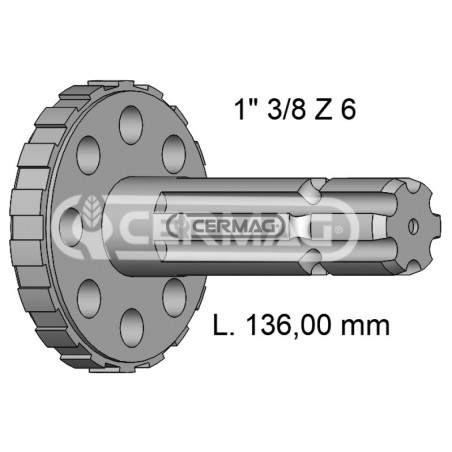 Zapfwelle mit Flansch, Flansch 95/101 mm, Profil 1" 3/8"-Z.6, 32083, Hergestellt in Italien