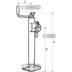 Pie de soporte plegable con montaje en tubo. Capacidad 1300 kg. 62035. Fabricado en Italia.