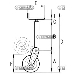 Servotimone con ruota e bloccaggio a molla Portata 700 kg 60418 MadeinItaly