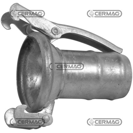 SEMIGIUNTO FEMMINA ZINCATO CON MANICOTTO PER TUBO IN GOMMA A 2 GANCI 60397 MadeinItaly | NewgardenAgri.com