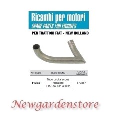 Manguera agua radiador 11382 tractor FIAT 311 a 352 compatible 570357 | NewgardenAgri.com