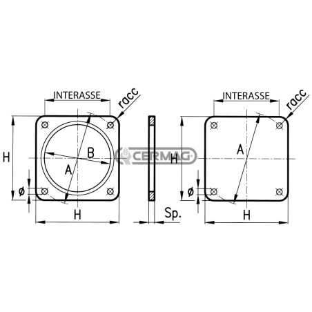 Brida cuadrada para válvulas de compuerta de émbolo de 6" 62029 Metaltecnica