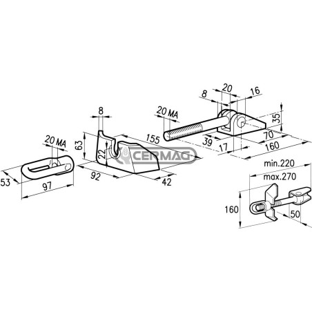 Chiusura completa per fondo apribile del carro botte in 5 pezzi 60492