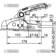 Cabezal de acoplamiento con Soft-Dock y espaciador d. 35/45 para remolques de hasta 1600 kg 65084 Al-ko