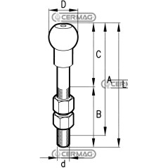 Pasador de remolque con rótula d M22x1.5 L 125 mm 62437