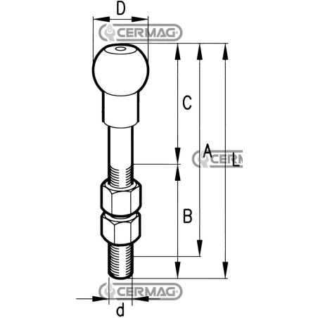 Pasador de remolque con rótula d M22x1.5 L 125 mm 62437