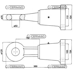 Argolla de remolque giratoria Diámetro 50 mm Orificios 4x21 mm 65603