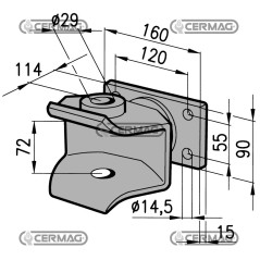 Swivel tow hook - NOT APPROVED Capacity 6000 kg Vertical load 500 kg 62706