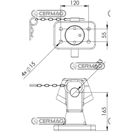 Gancio di traino fisso - OMOLOGATO Portata 80 kN Carico verticale 2000 kg 64047