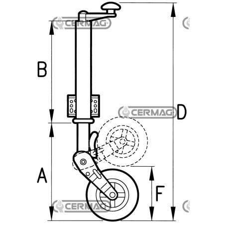 Servotimone a ruota ribaltabile Portata 400 kg 62040 MadeinItaly
