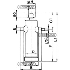 Cilindro telescopico con sfera per rimorchio Portata 10 t Corsa 1500 mm 60737 MadeinItaly