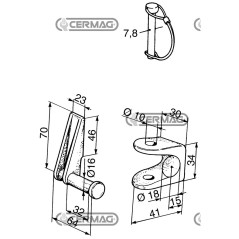 Cerniera post. legg. Ø 16 mm Dx. (in fig) 61292