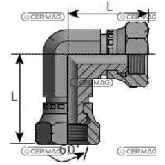 Adaptateur à écrou pivotant 90° femelle-femelle, filetage pour gaz 1/4", 84383