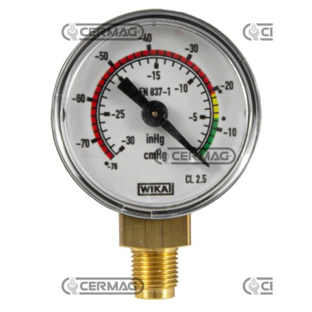 Vakuummeter mit vertikalem Anschluss, Skala 0 ÷ -76 cm/Hg, Gewinde 1/8", Gas 80889 Wika | NewgardenAgri.com