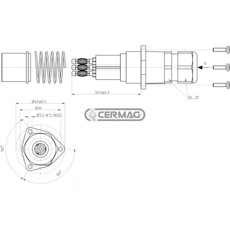Presa elettrica 3 poli femmina per multifaster 1/2" - PARTE FISSA 84244 FASTER