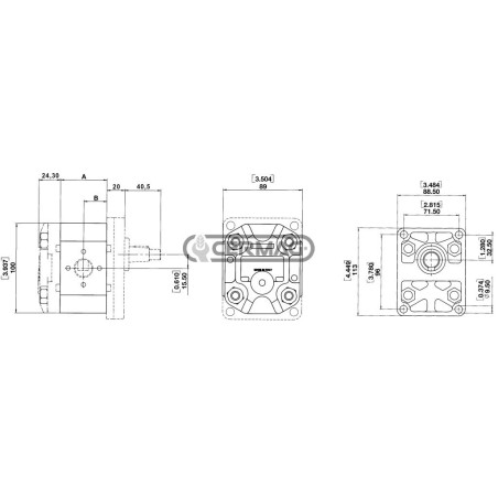 Bomba de engranajes GRUPO 2 Cónica 1:8 Cilindrada 19,5 cc Rotación izquierda 82158 Fabricada en Italia