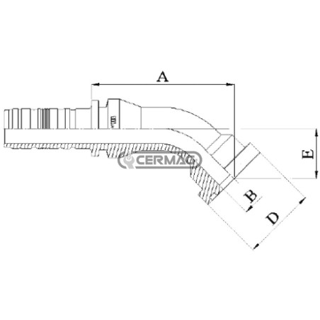 Raccordo a flangia 45° SAE 6000 psi Diametro tubo 1"1/2 inch Flangia 1" 1/2 inch 82307 Manuli