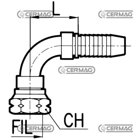 Raccordo filettato femmina a 90° Diametro del tubo 3/8" - 10 mm Filetto 3/8" Gas 98075