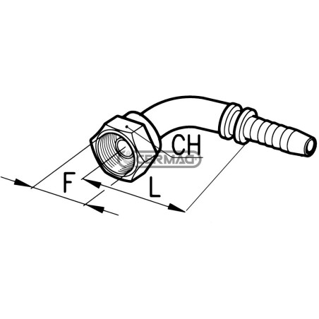 Raccordo femmina 90° - JIC 74° Diametro del tubo 1/4" - 6 mm Filetto 9/16"-18 80211 Manuli