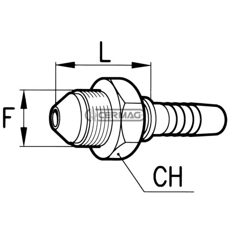 Raccordo maschio - JIC 74° Diametro del tubo 5/16" - 8 mm Filetto 1/2"-20 82485 Manuli