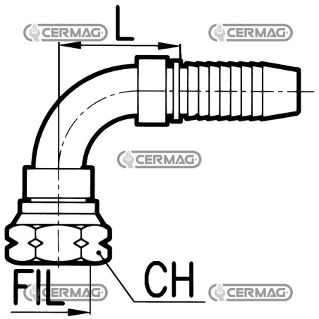 Raccordo femmina 90° - ORFS Diametro del tubo 5/8" - 16 mm Filetto 1"-14 81992 Manuli