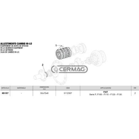 Anello paraolio Dimensioni 55x70x8 mm Tipo B1KLRD 65157 CORTECO | NewgardenAgri.com