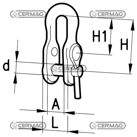 Doppelloch-Verzinkungsschäkel Größe 9/16" - 14 mm Arbeitslast 850 kg 50227