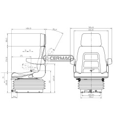 Asiento mecánico de PVC con reposabrazos 98258 CERMAG