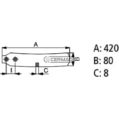 Hoja trasera HORSCH, lado derecho, tamaño 420x80x8 mm, 57698