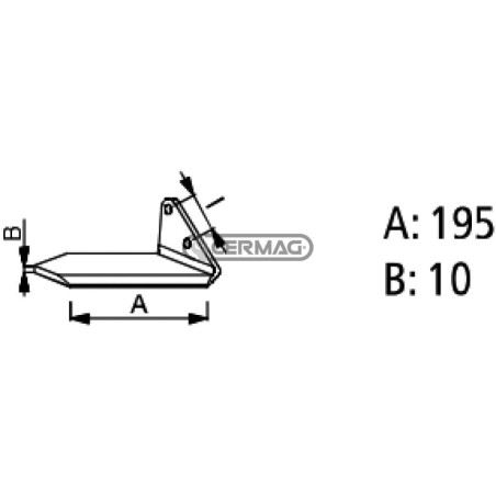 Aile latérale droite HORSCH, dimensions 250 x 10 mm, référence 57703