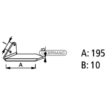 Aile latérale HORSCH côté gauche, dimensions 250 x 10 mm, référence 57704