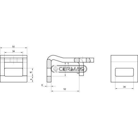 Soporte de resorte de una sola hoja. Dimensiones: 50 x 8 mm. Marco: 50 x 15 mm. 57153 BIANCHI