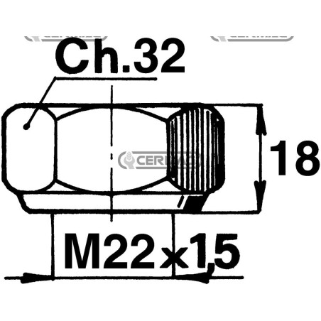 Tip nut Thread M22x1.5 55858