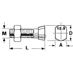 Bullone a testa conica ovale Misura M12x38 57438