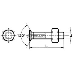 Bullone a testa ridotta e svasata con quadro sottotesta Misura M16x45 Sinistra 56297 | NewgardenAgri.com