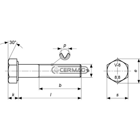 Bullone a filetto parziale per zappe Misura M16x1,5x45 55465