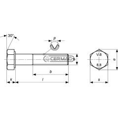 Bullone a filetto parziale per zappe Misura M12x1,25x40 57600