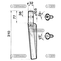 Dente per erpici rotativi - TB333 Lato Destro Diametro 32 mm 55017 | NewgardenAgri.com