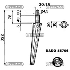 Zinken für Kreiselegge - Kurzer zylindrischer Durchmesser 24,5 mm 55063 | NewgardenAgri.com