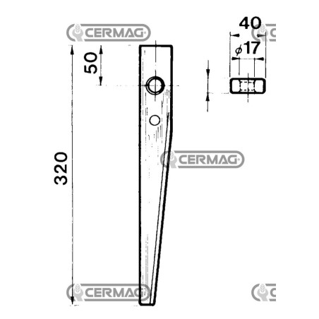 Zinken für Kreiselegge - Kurze Ausführung, flach, 40x18 mm, 55071 | NewgardenAgri.com