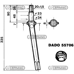 Zahn für Rotationsegge - Zylindrischer Durchmesser 23 mm 55079 | NewgardenAgri.com