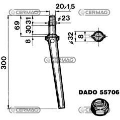 Zahn für Rotationsegge - Zylindrischer Durchmesser 23 mm 55091 | NewgardenAgri.com